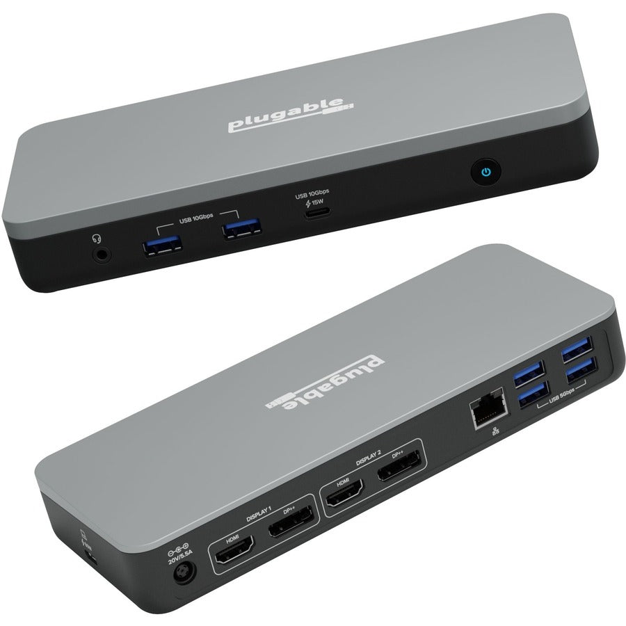 Plugable Dual 4K USB-C Hub With 60W Power Delivery, Fast Charging, HDMI & DisplayPort
