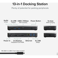 Plugable Dual 4K USB-C Hub With 60W Power Delivery, Fast Charging, HDMI & DisplayPort