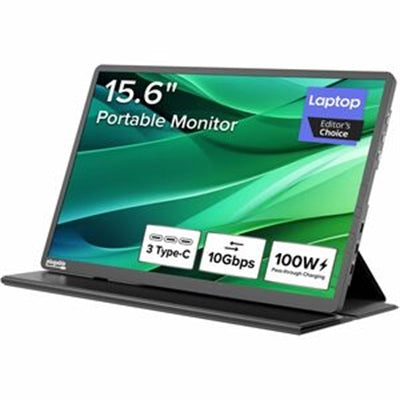 15.6 Inch USB-C Portable Monitor with 100W Pass-Through Charging, FHD 1920x1080 IPS Display