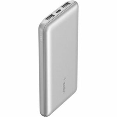 Belkin 10K Power Bank 10000mAh USB A & C Fast Charging - Sleek Silver Design