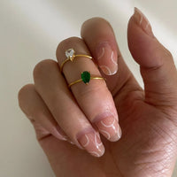 2-Piece 18K Gold-Plated Inlaid Zircon Open Ring