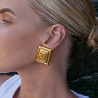 18K Gold-Plated Stainless Steel Square Shape Earrings - Store 42