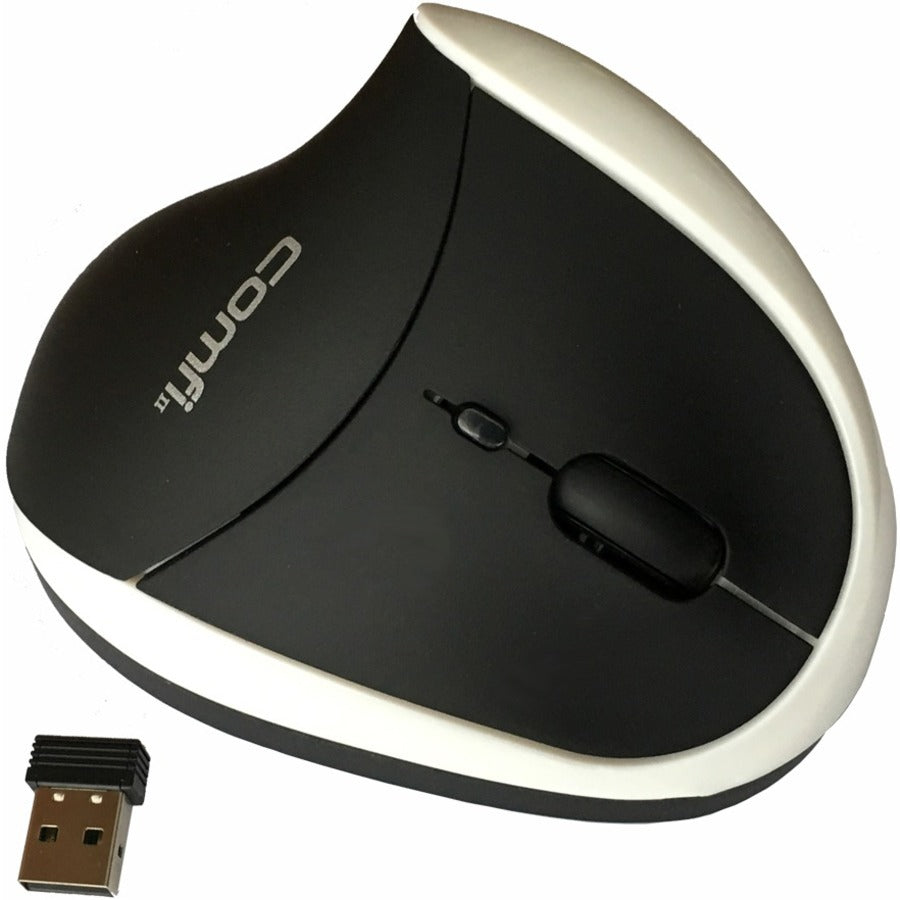Comfi II Wireless Ergonomic Computer Mouse - Adjustable 800-2000 DPI, Optical Design in White