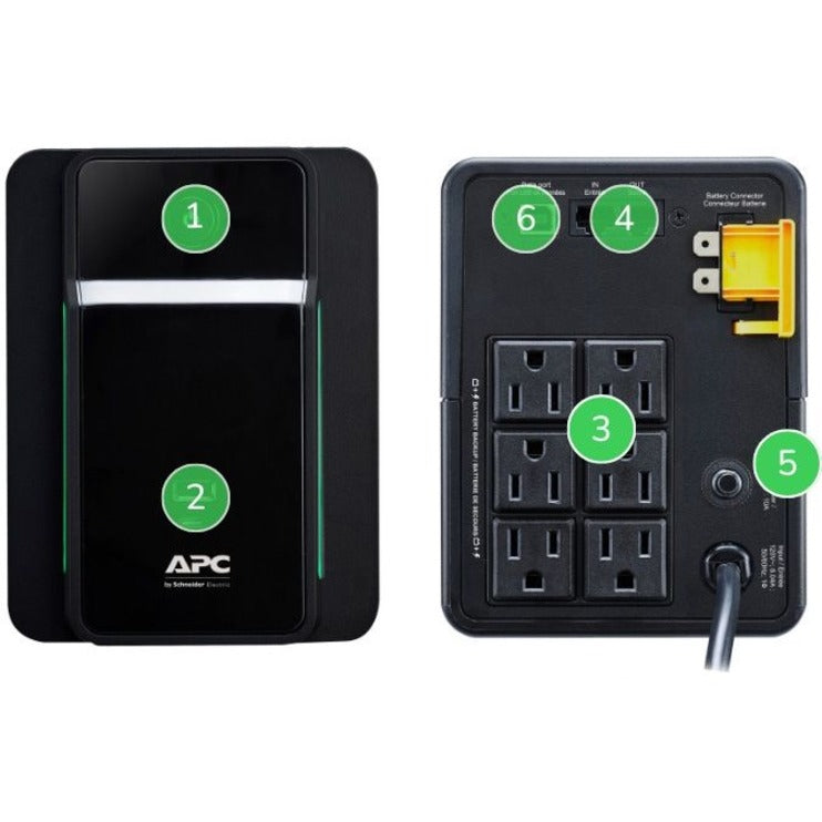 APC Back UPS, 950VA/480W, Tower, 120V, 6x NEMA 5-15R outlets, USB Type A + C Ports, User Replaceable Battery