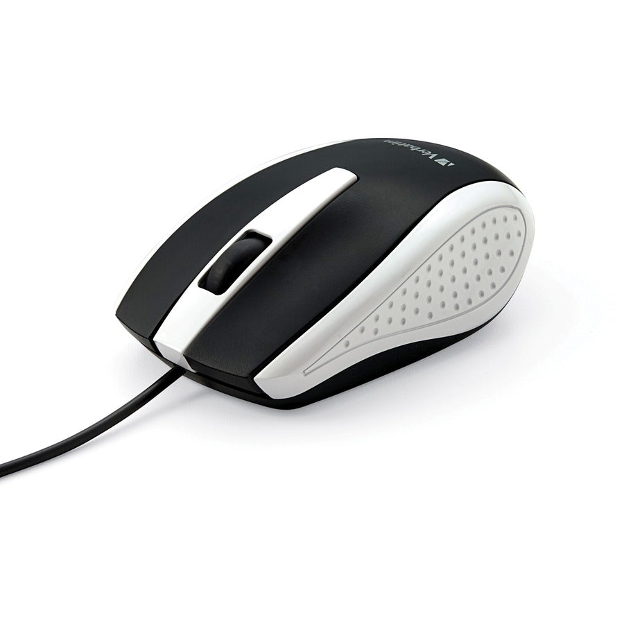 Verbatim Corded Notebook Optical Mouse - Ergonomic Design, High-Resolution Tracking, White