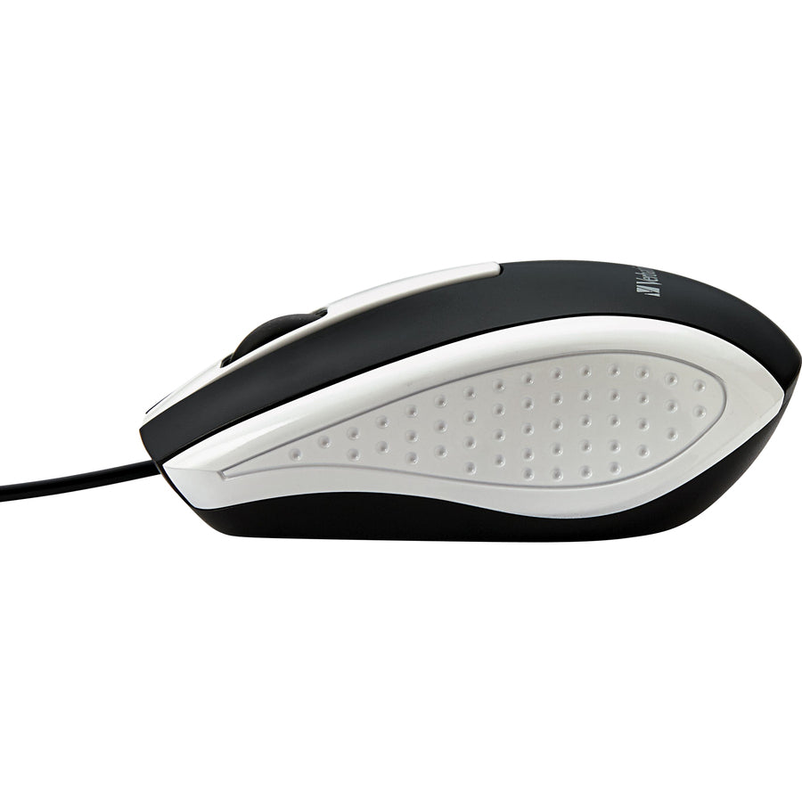 Verbatim Corded Notebook Optical Mouse - Ergonomic Design, High-Resolution Tracking, White