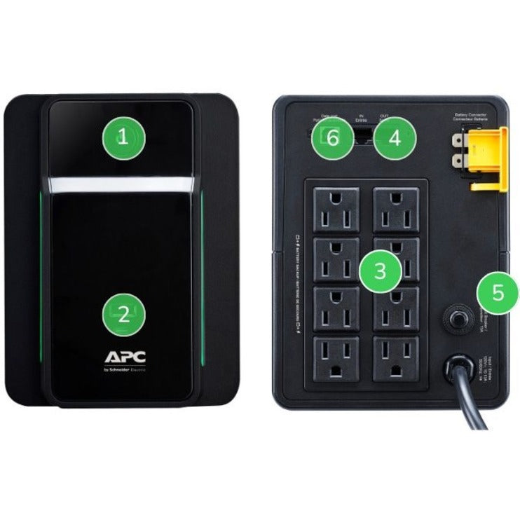 APC Back UPS, 1200VA/650W, Tower, 120V, 8x NEMA 5-15R outlets, USB Type A + C Ports, User Replaceable Battery