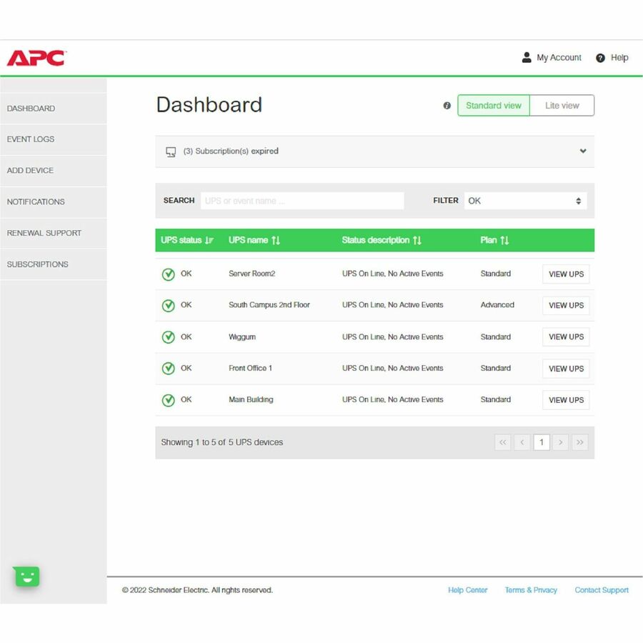 APC by Schneider Electric Digital license, EcoStruxure IT SmartConnect, Standard 1Y Plan, 1 device, remote UPS power monitoring and one-click remote UPS firmware upgrade
