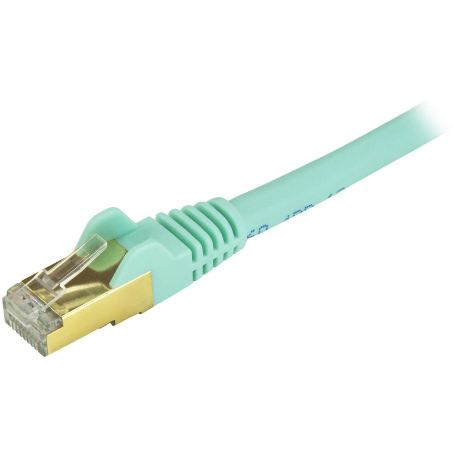 StarTech.com 25ft CAT6a Ethernet Cable - 10 Gigabit Category 6a Shielded Snagless 100W PoE Patch Cord - 10GbE Aqua UL Certified Wiring/TIA