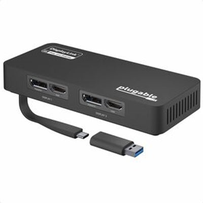 Plugable 4K Dual Display Adapter for USB 3.0 and USBC - HDMI & DisplayPort Compatible with Windows