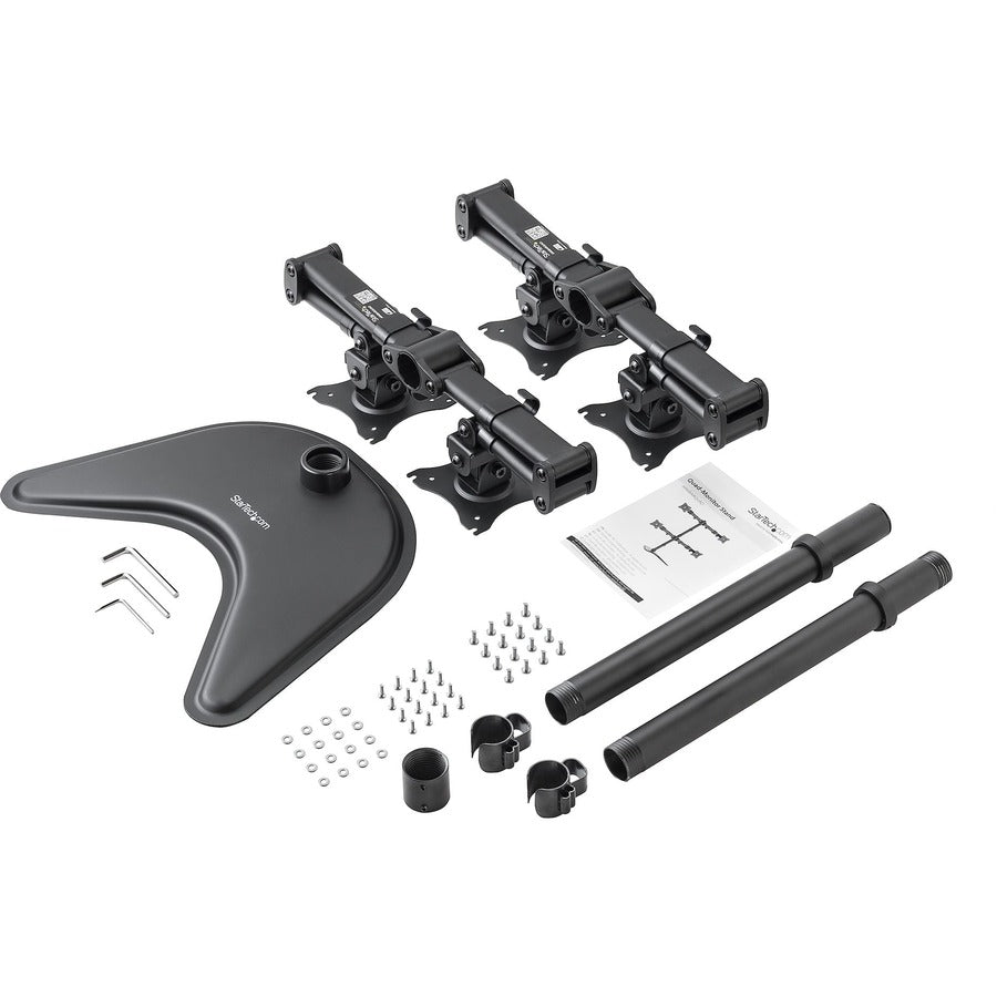 StarTech.com Quad Monitor Stand, Crossbar, Steel, Monitors up to 27" (17.6lb/8kg), VESA Monitor, Computer Monitor Stand, Monitor Arm
