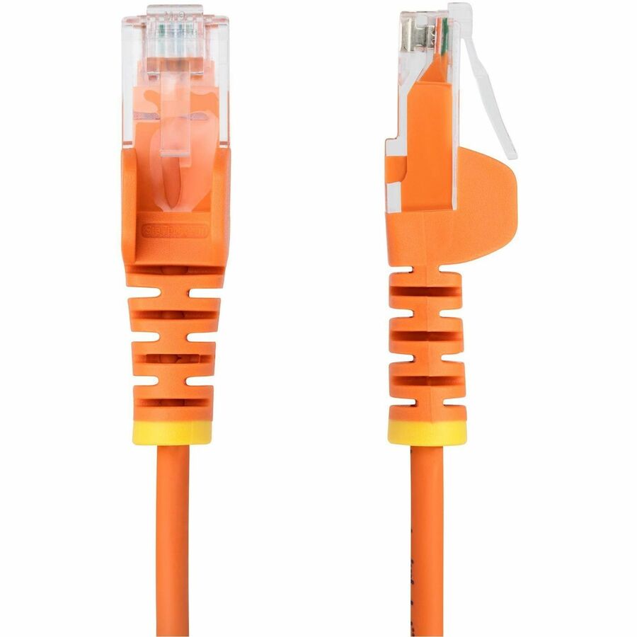 StarTech.com 1ft Orange Slim CAT6 Ethernet Cable, Slim Snagless RJ45, UTP, LSZH, 28AWG Bare Copper, Slim Network Patch Cord, Fluke Tested