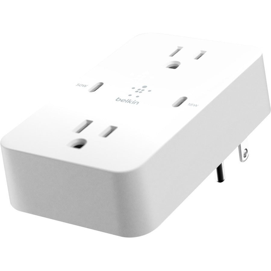 Belkin BoostCharge GaN Wall Plate – 68W Dual USB-C Fast Charging with 2 AC Outlets
