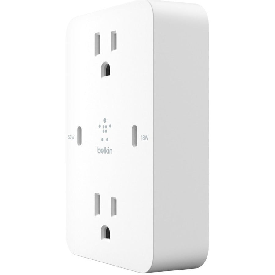 Belkin BoostCharge GaN Wall Plate – 68W Dual USB-C Fast Charging with 2 AC Outlets