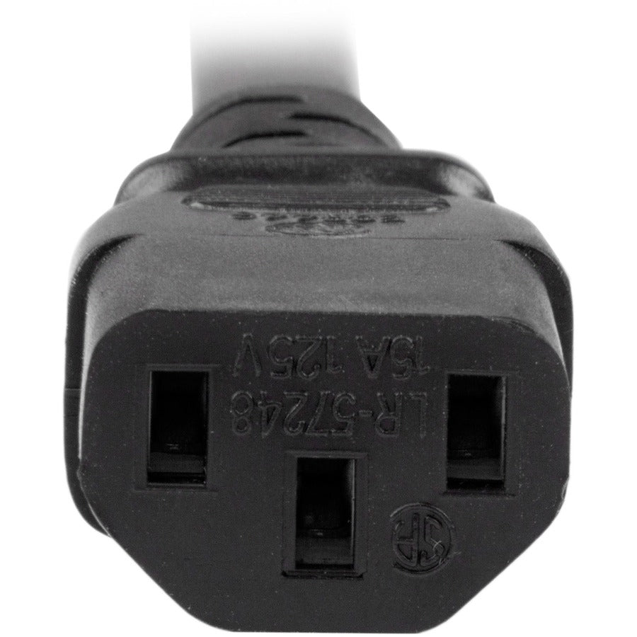 StarTech.com 3ft (1m) Heavy Duty Extension Cord, IEC C13 to IEC C20 Black Extension Cord, 15A 125V, 14AWG, Heavy Gauge Power Cable