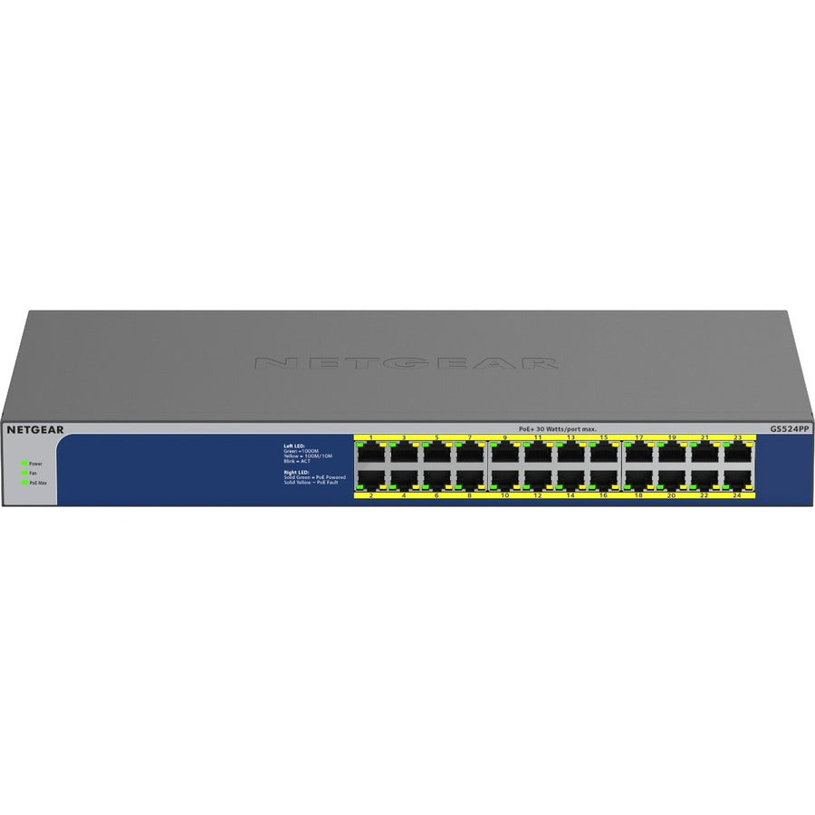 Netgear GS524PP 24-Port Unmanaged Gigabit Ethernet PoE+ Switch with 300W Power Budget