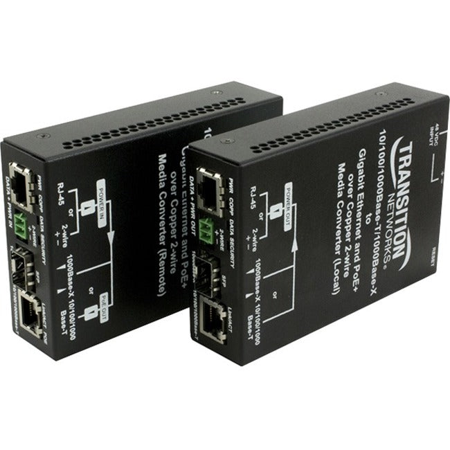 Transition Networks Ethernet Over 2-Wire Extender With PoE+ - Up To 6,800 Ft Reach