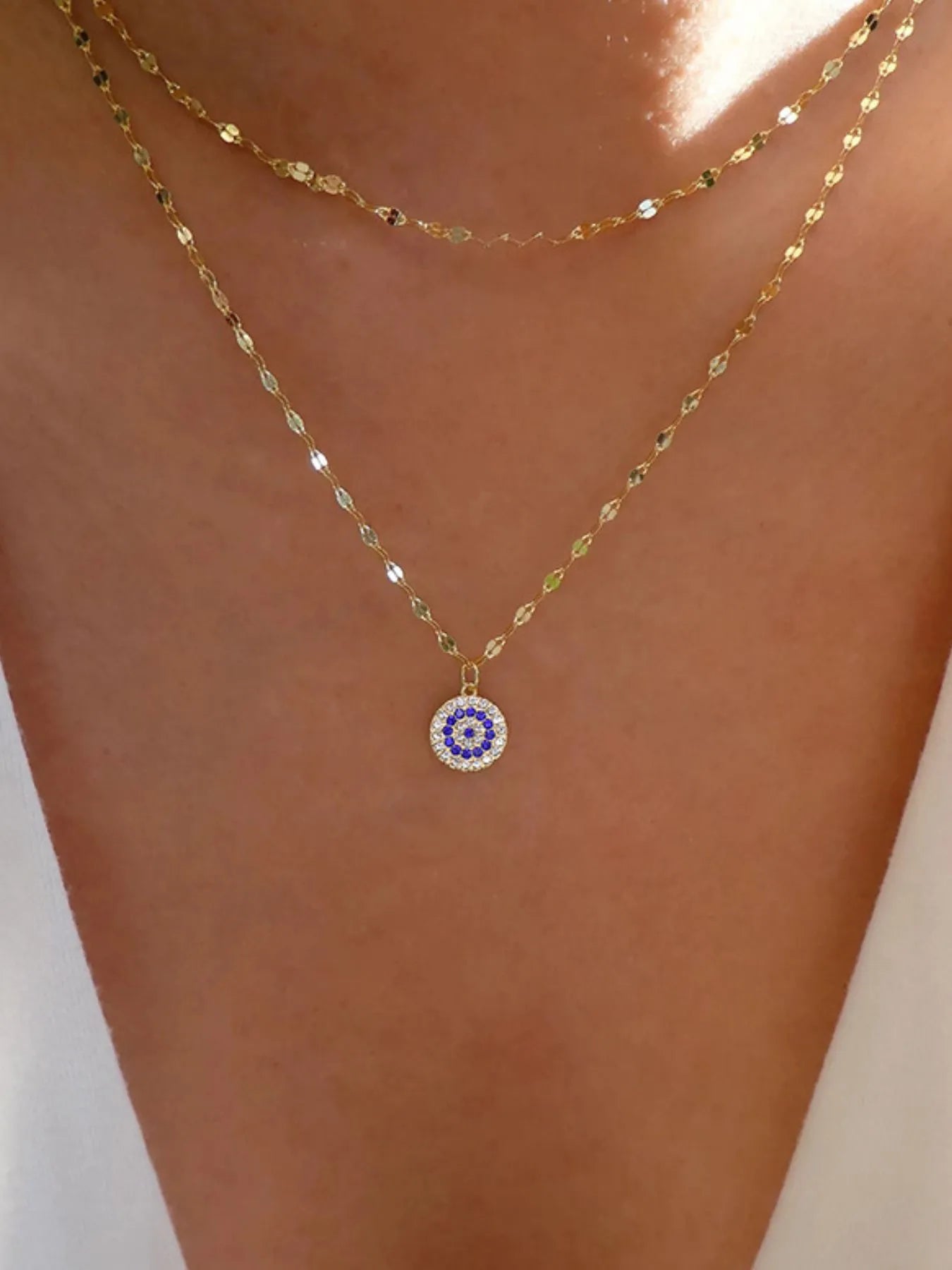 Layered 18K Gold-Plated Necklace with Inlaid Zircon - Dazzling Design for Everyday Elegance
