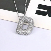 Elegant Copper Inlaid Zircon Letter Pendant Necklace - Platinum-Plated with 16.9 In Chain - Store 42