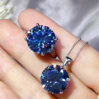 10 Carat Moissanite 925 Sterling Silver Ring and Necklace Set - Store 42