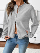 Button-Front Long Sleeve Cardigan