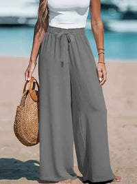 Full Size Drawstring Waist Wide Leg Pants Plus Size - Store 42