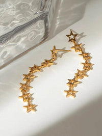 18K Gold-Plated Stainless Steel Cutout Star Earrings - Stylish, Durable, and Lightweight - Store 42