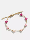 Copper Heart Adjustable Bracelet Pink One Size