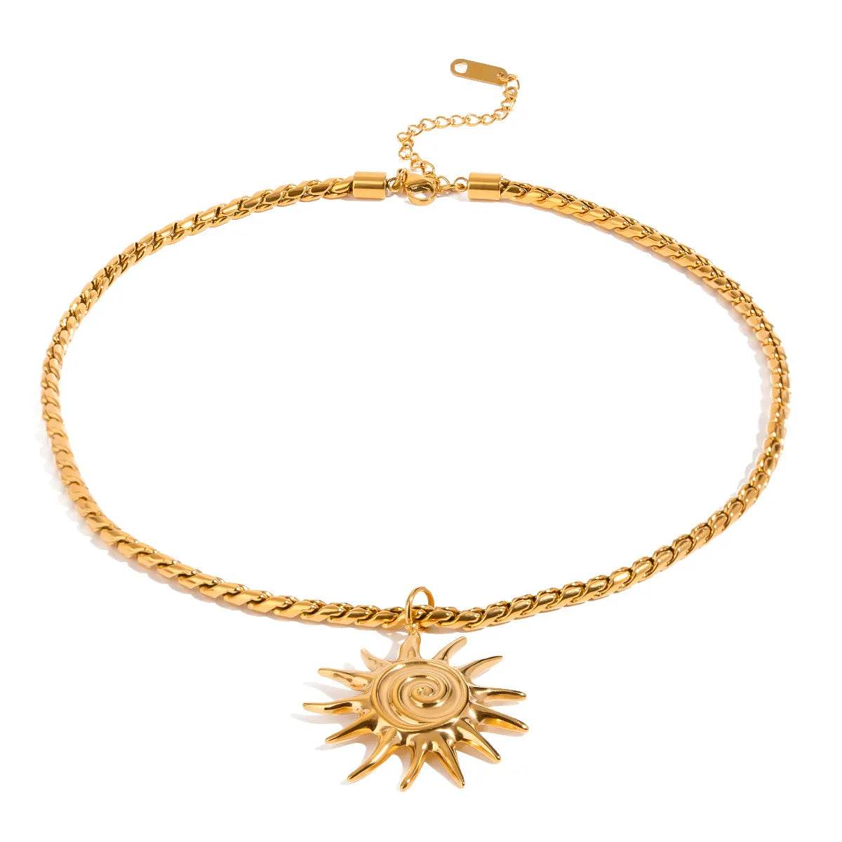 18K Gold-Plated Sun Pendant Necklace - Radiant Design with Adjustable Chain for Versatile Styling - Store 42