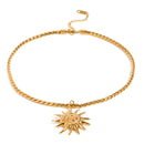 18K Gold-Plated Sun Pendant Necklace - Radiant Design with Adjustable Chain for Versatile Styling - Store 42