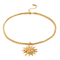 18K Gold-Plated Sun Pendant Necklace - Radiant Design with Adjustable Chain for Versatile Styling - Store 42