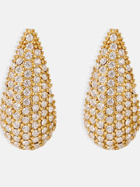 Elegant 18K Gold-Plated Stainless Steel Teardrop Earrings with Zircon Inlay - Store 42