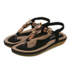 PU Leather Toe Post Flats Sandals Black