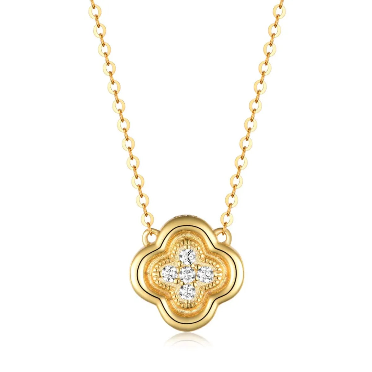 925 Sterling Silver Moissanite Leaf Clover Necklace