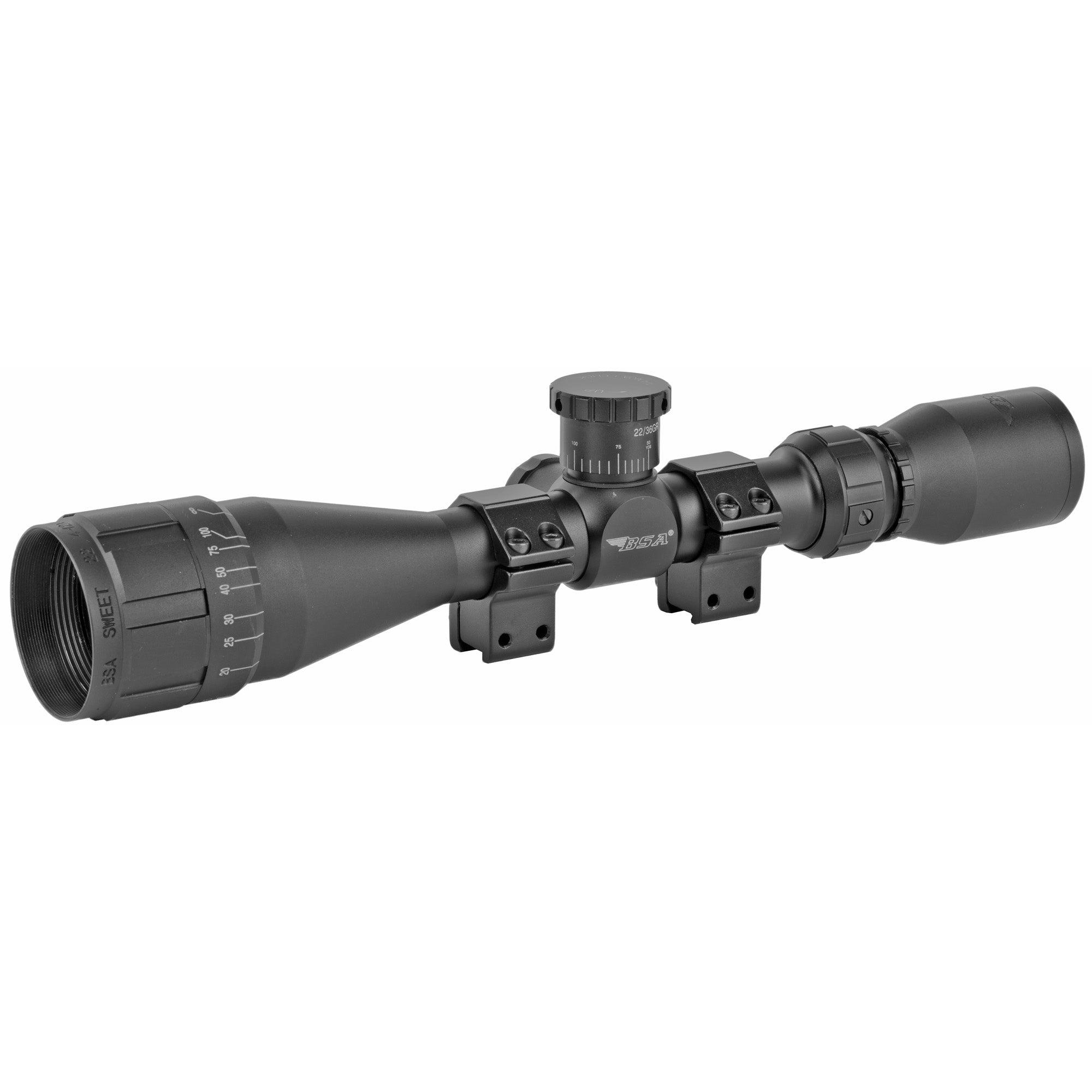 BSA Sweet .22 AO Scope 4-12x40mm with Adjustable Objective & Ballistic Turrets for .22LR