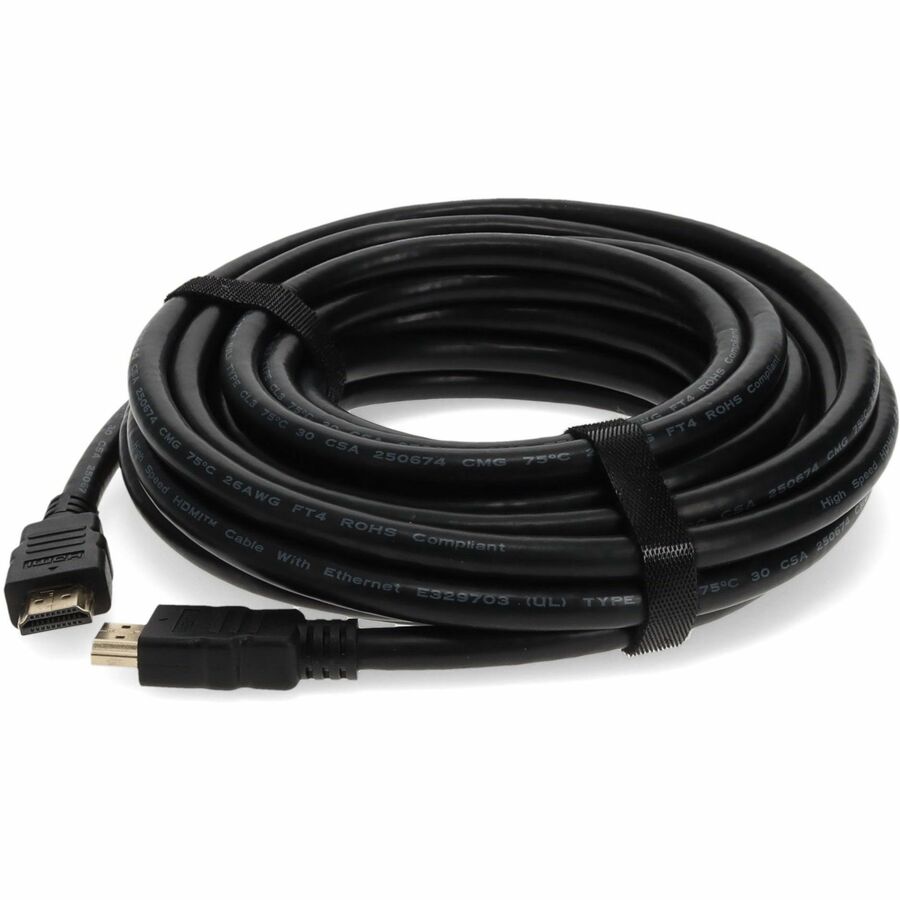 25ft HDMI 1.4 Male to HDMI 1.4 Male Black Cable Which Supports Ethernet Channel For Resolution Up to 4096x2160 (DCI 4K)