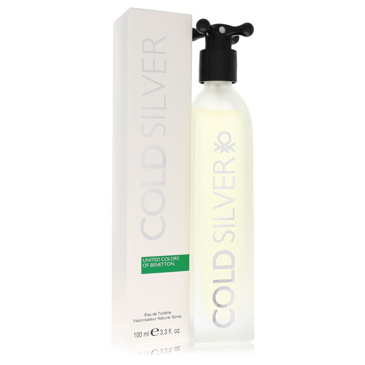 Benetton Cold Silver Eau De Toilette Spray 3.3 Oz - Fresh & Spicy Scent for Adventurous Men
