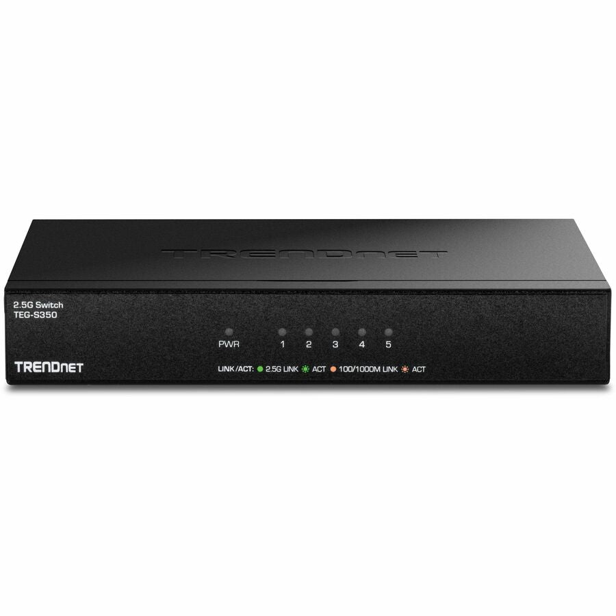 TRENDnet TEG-S350 5-Port Unmanaged 2.5G Switch, 25Gbps, Fanless, Wall Mountable, Black