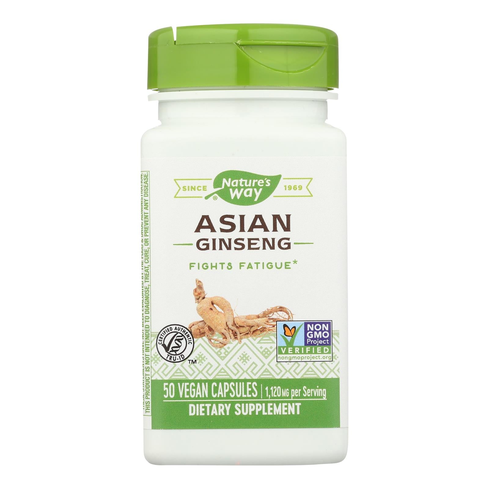 Nature's Way Korean Ginseng Root 50 Vegetarian Capsules for Enhanced Vitality