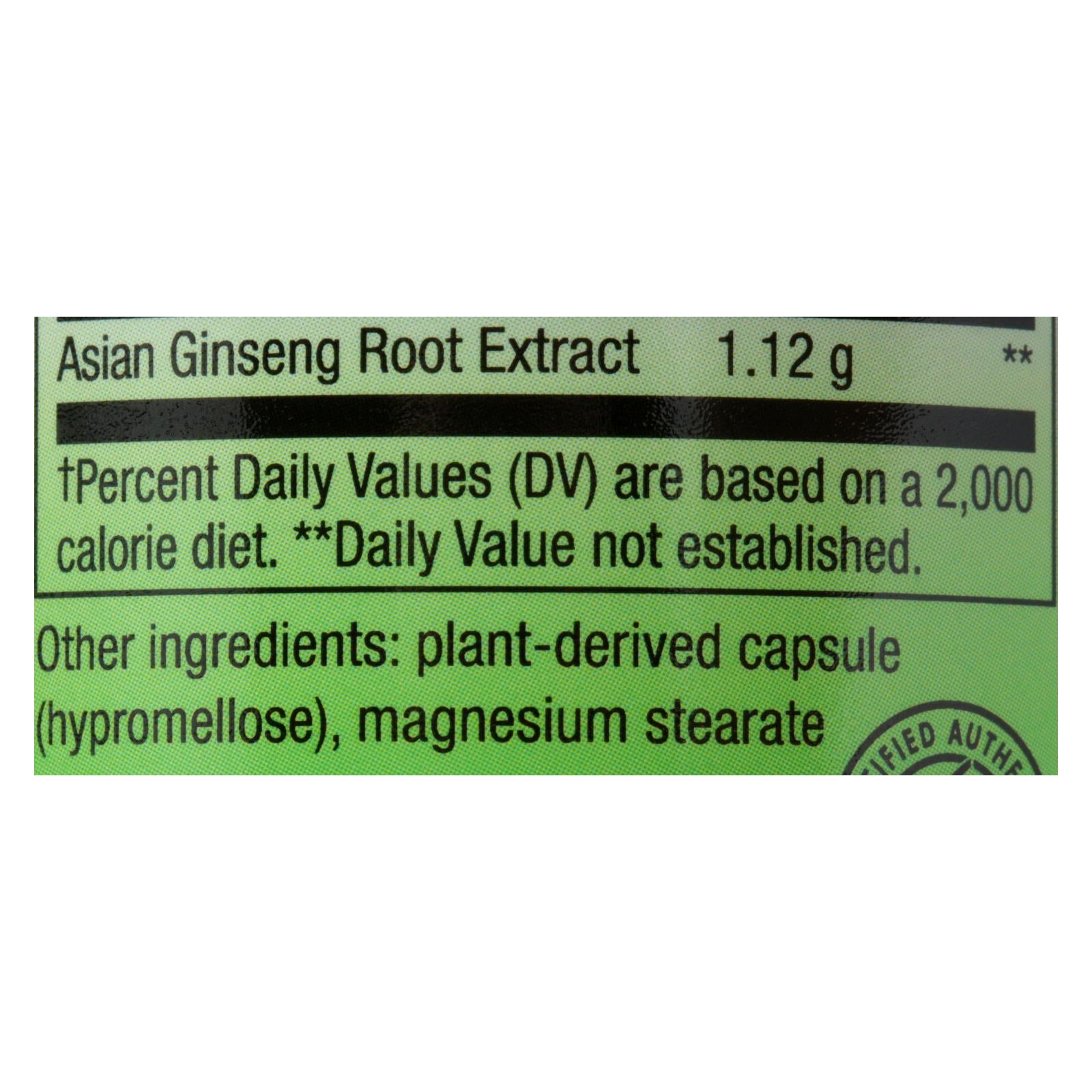 Nature's Way Korean Ginseng Root 50 Vegetarian Capsules for Enhanced Vitality