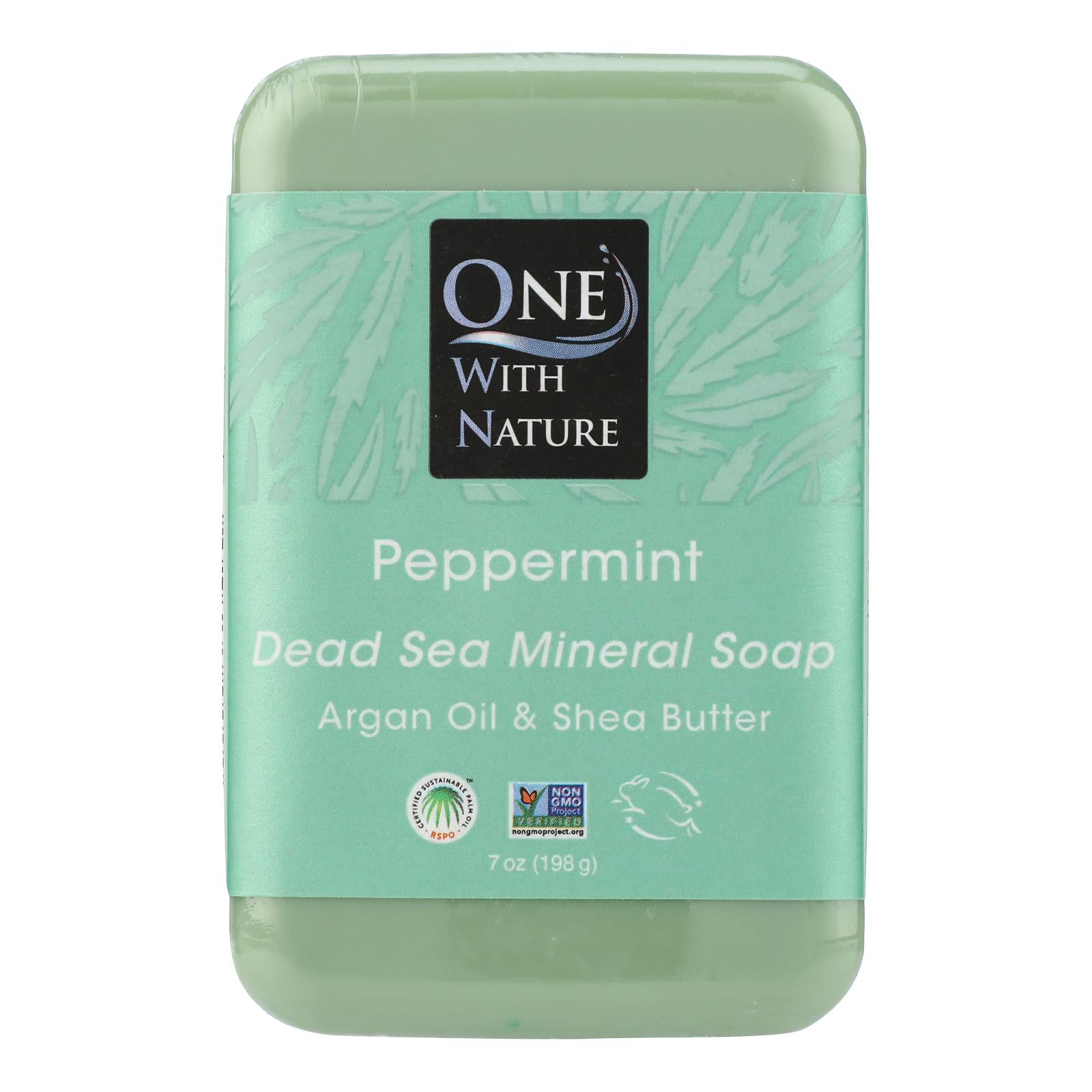 One With Nature Dead Sea Mineral Hemp Soap Bar - 7 Oz Moisturizing Peppermint Formula