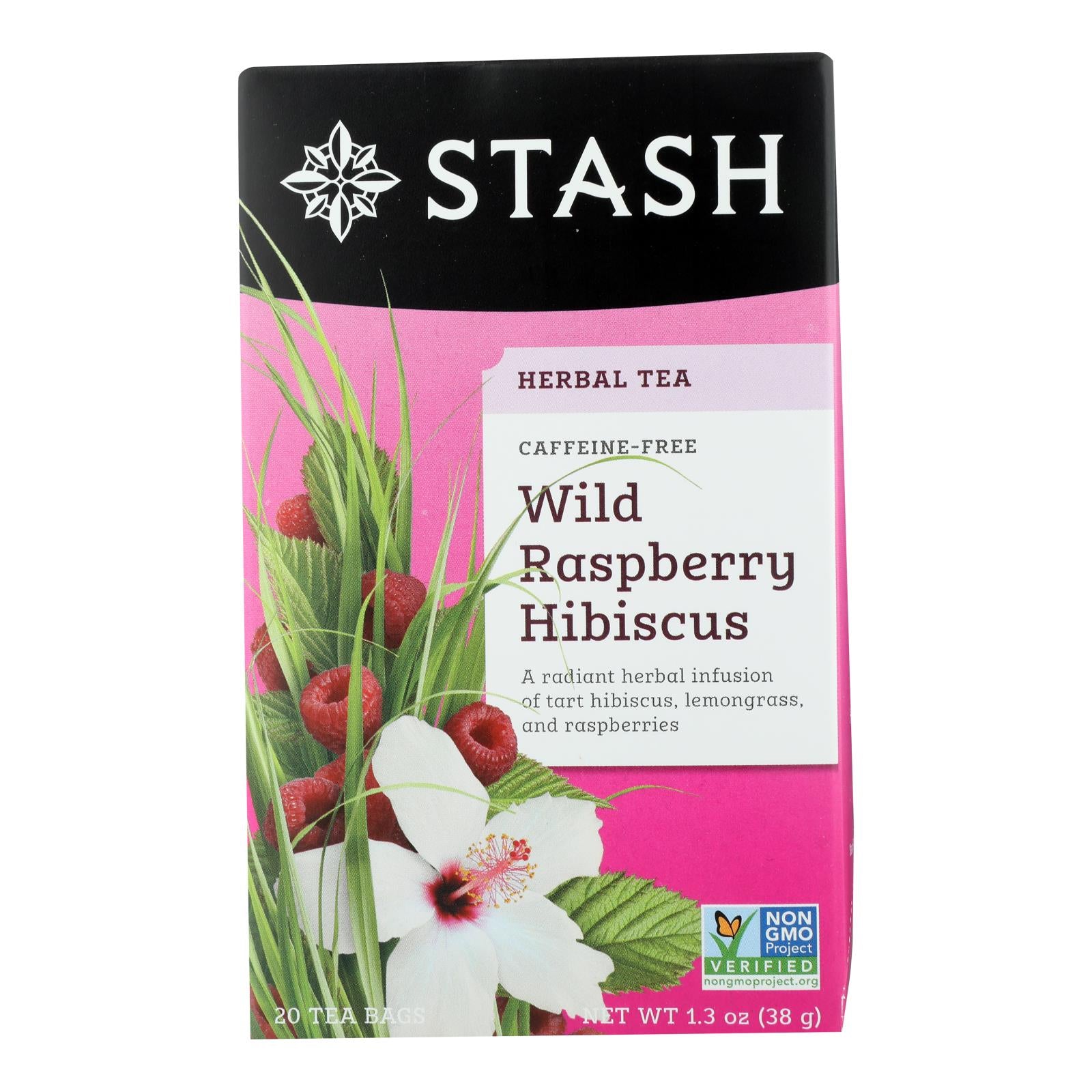 Stash Tea Hibiscus Herbal?Tea - Wild Raspberry - Case of 6 - 20 Bags