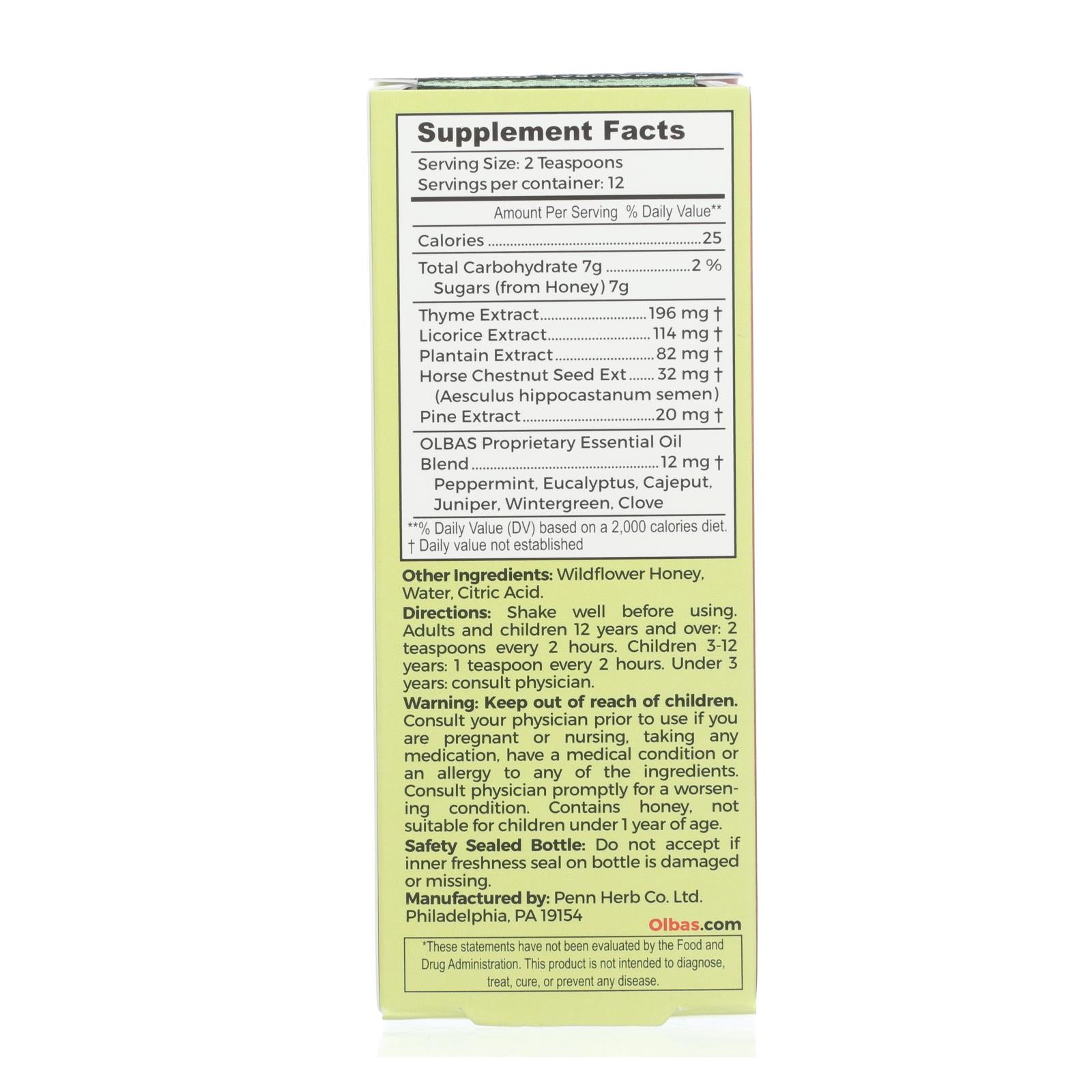 Olbas Cough Syrup 4 Fl Oz - Natural Bronchial Support Formula with No Artificial Additives