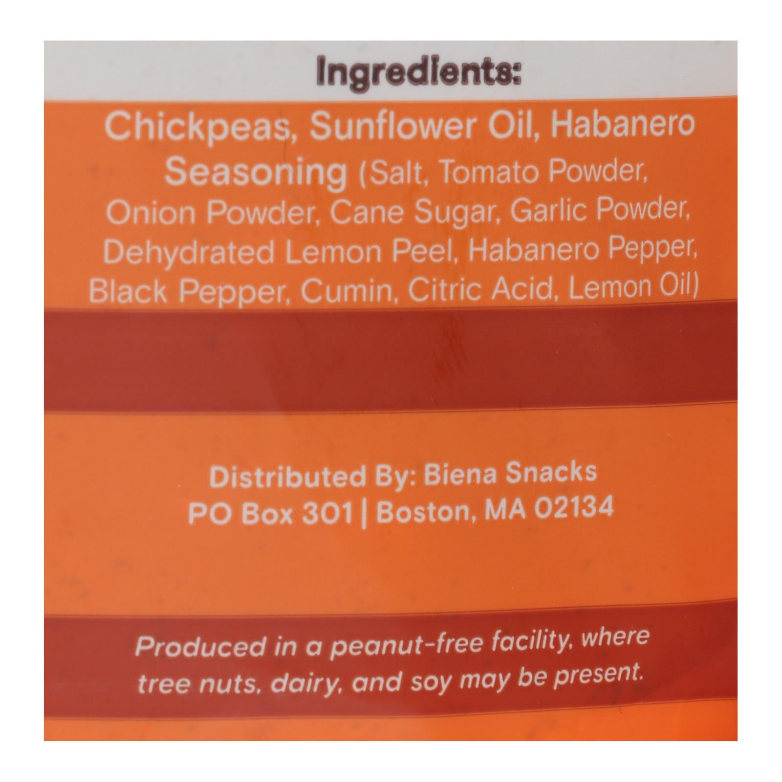 Biena Chickpea Snacks - Habanero - Case of 8 - 5 oz.