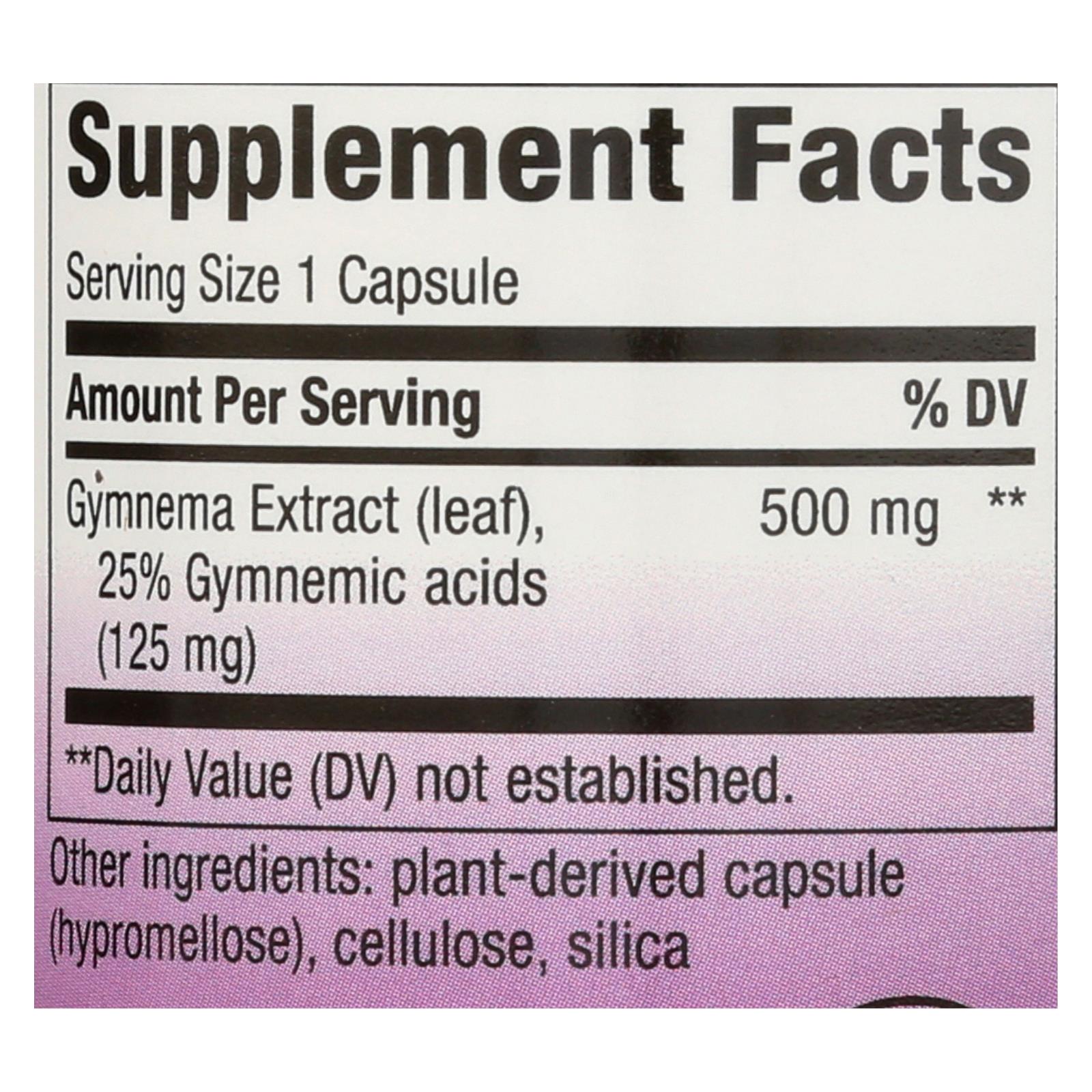 Nature's Way Gymnema Standardized Extract, 60 Capsules - Non-GMO, Gluten Free, 25% Gymnemic Acids