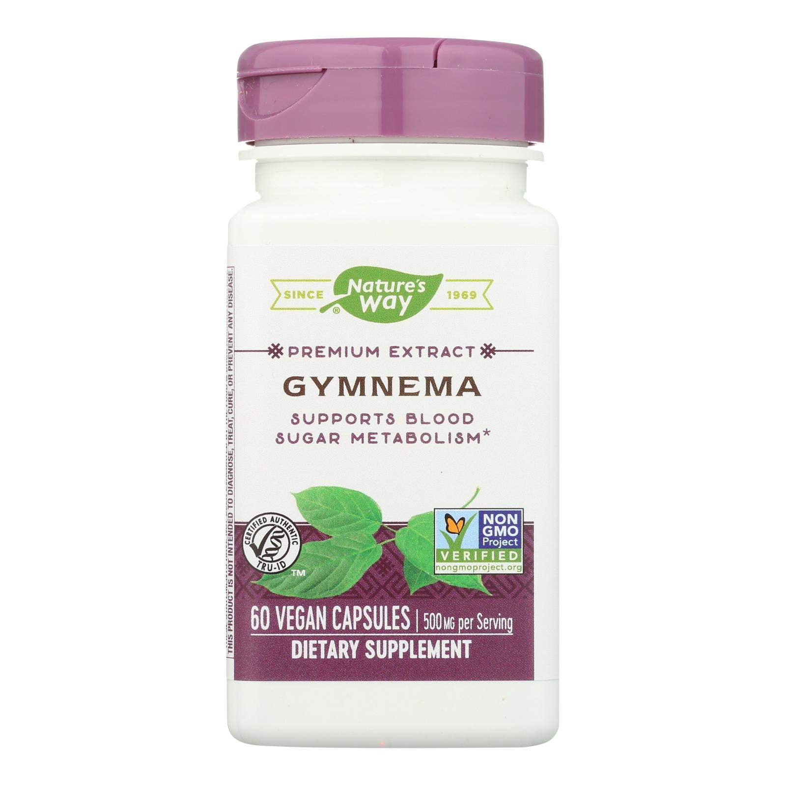 Nature's Way Gymnema Standardized Extract, 60 Capsules - Non-GMO, Gluten Free, 25% Gymnemic Acids