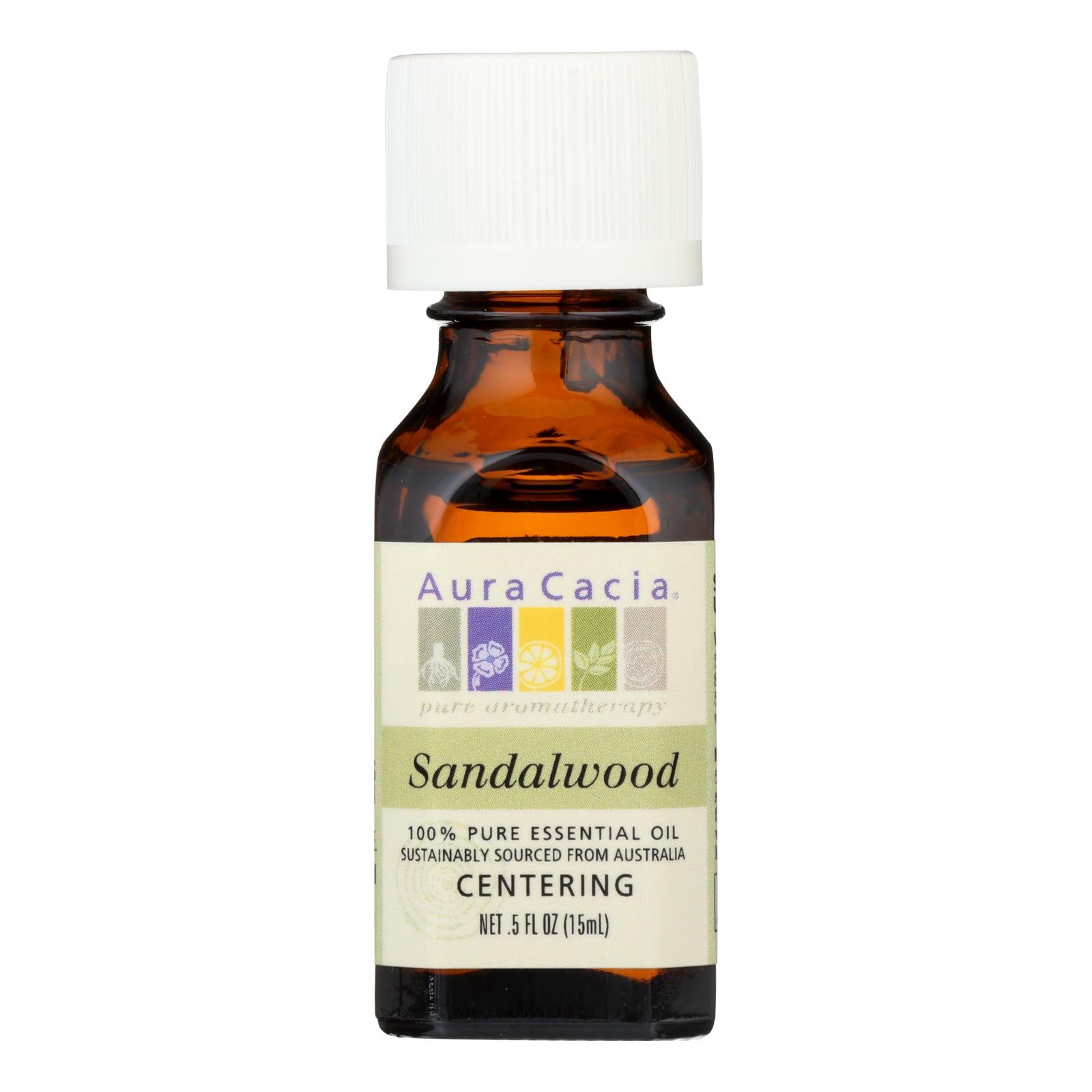 Aura Cacia 100% Pure Sandalwood Essential Oil - Woody, Balsamic Aroma - 0.5 Fl Oz