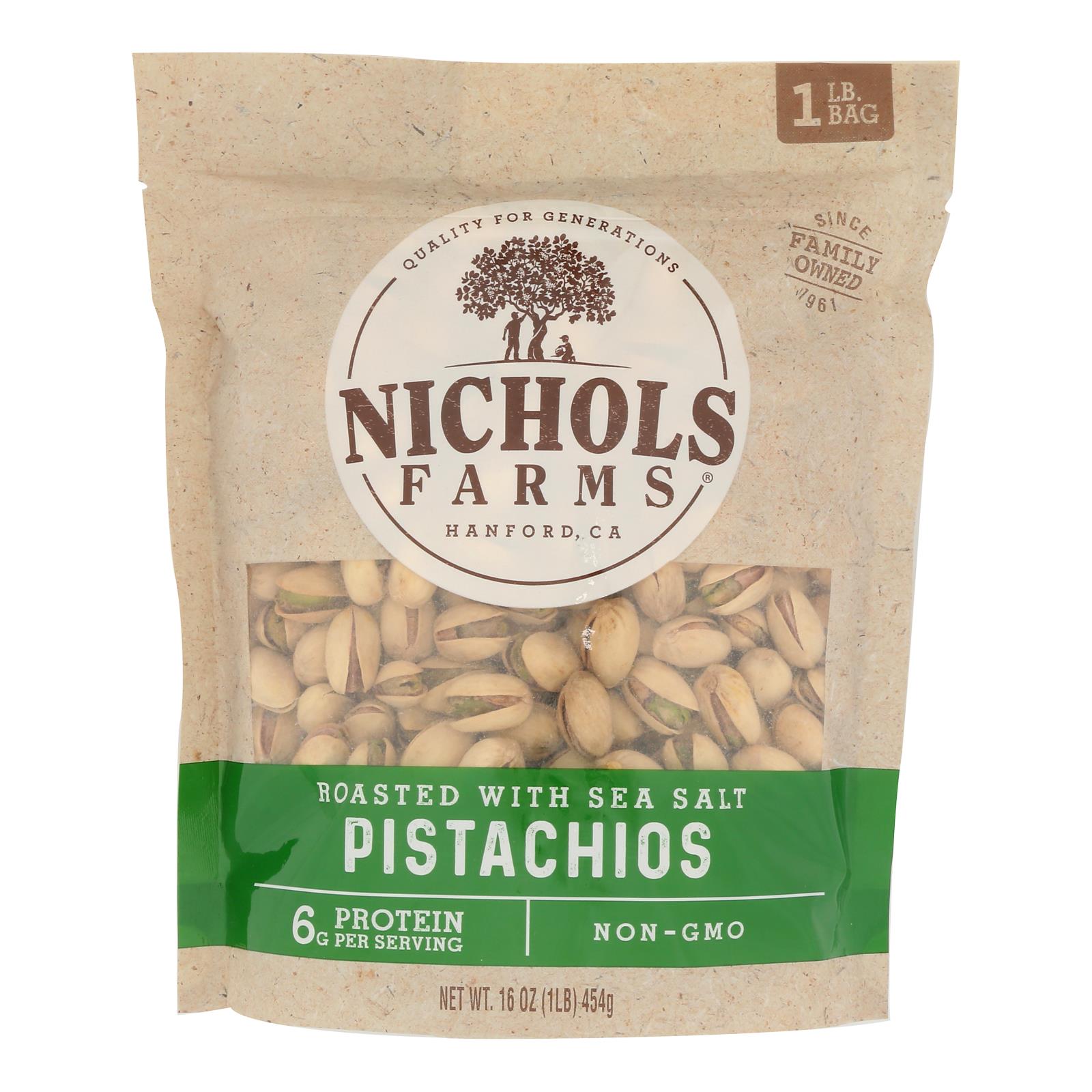 Nichols Farms - Pistachio Shell Roasted Salted - Case of 15-16 Ounces