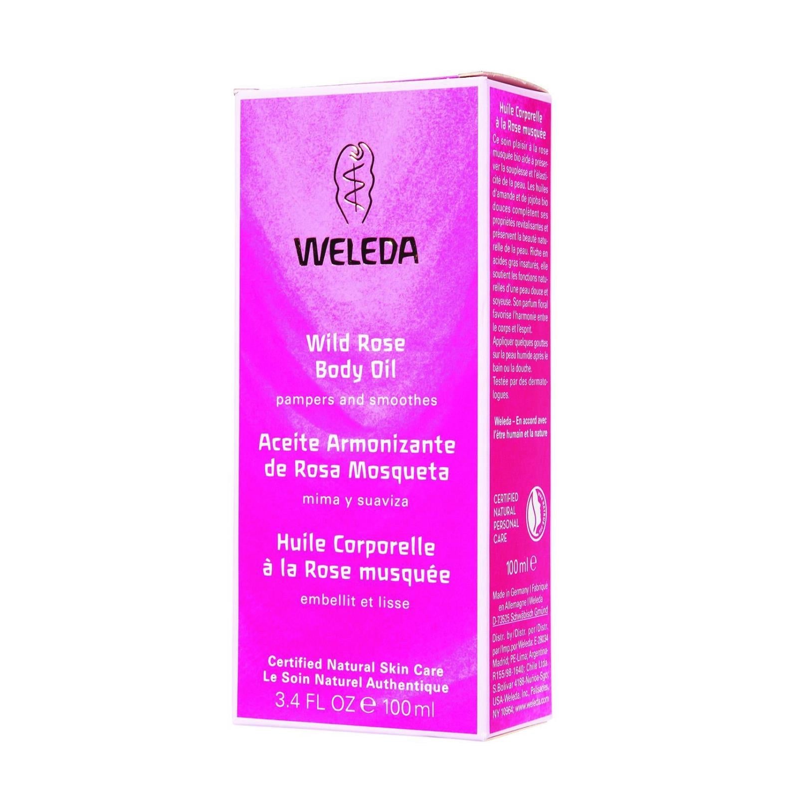 Weleda Wild Rose Body Oil - 3.4 Oz - Certified Natural Skin Care for Supple, Smooth Skin