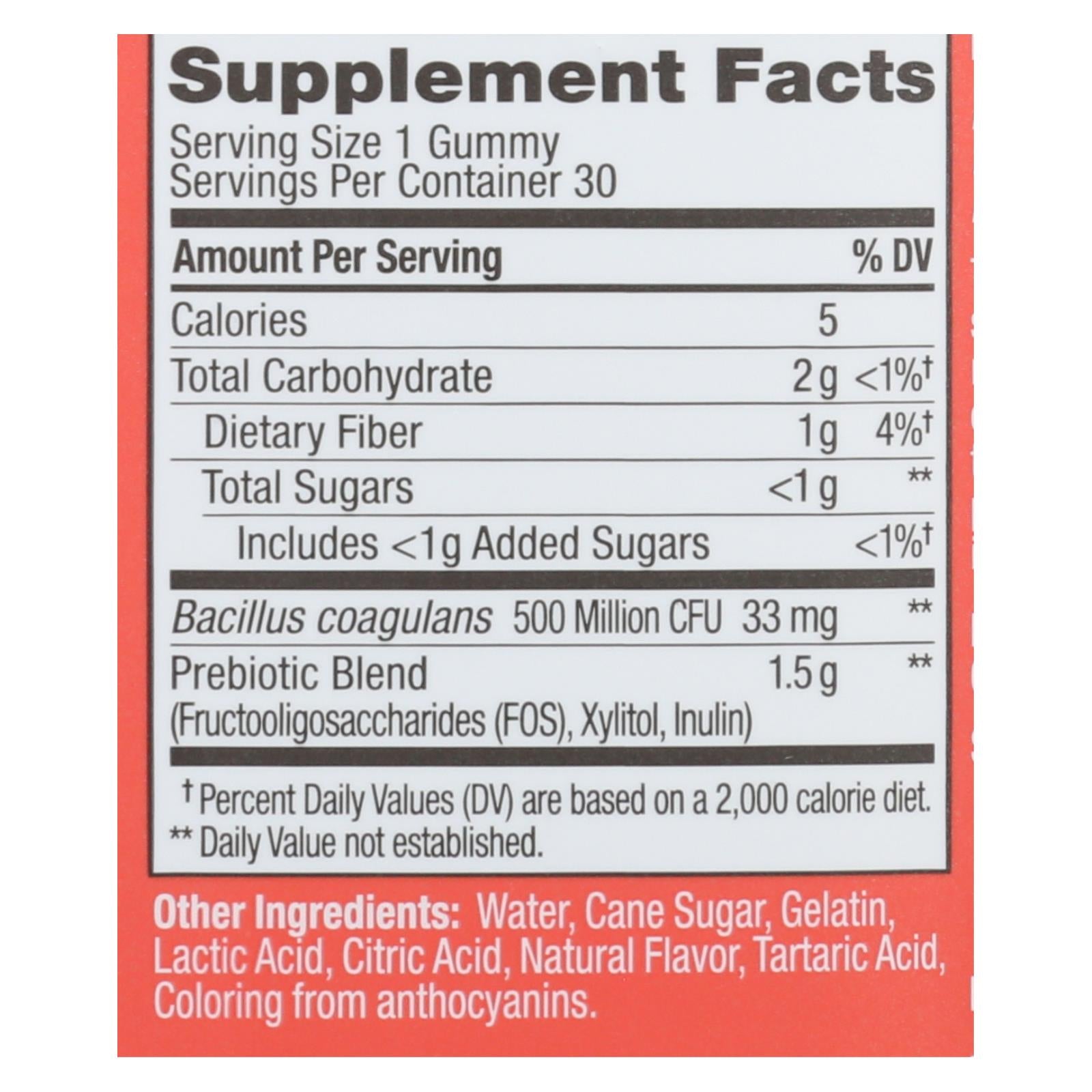 Olly Probiotics & Prebiotics Peach Dietary Supplement - 30 Count, Gluten Free, Naturally Flavored